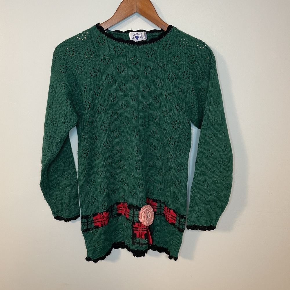 Vintage 90s Hartstrings Christmas Holiday Gift Present Sweater Woman Size 10/12